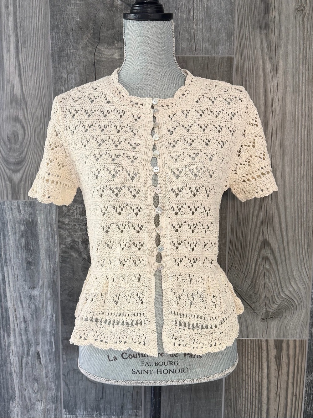 NWT Zara Short Sleeve Pointelle Cardigan